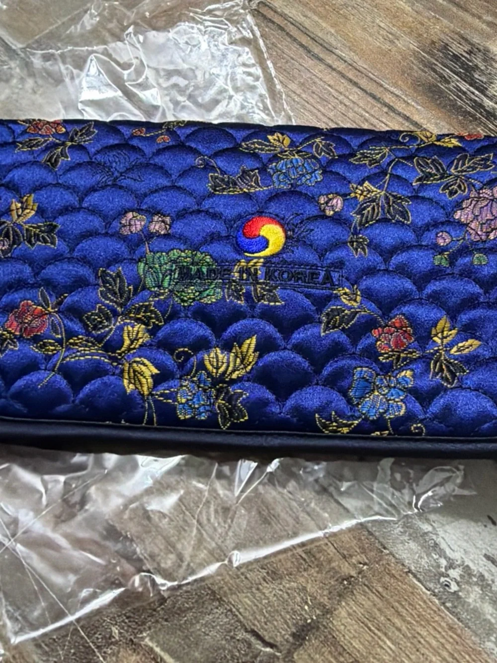 & Other Stories Navy Quilted Floral Embroidered Clutch